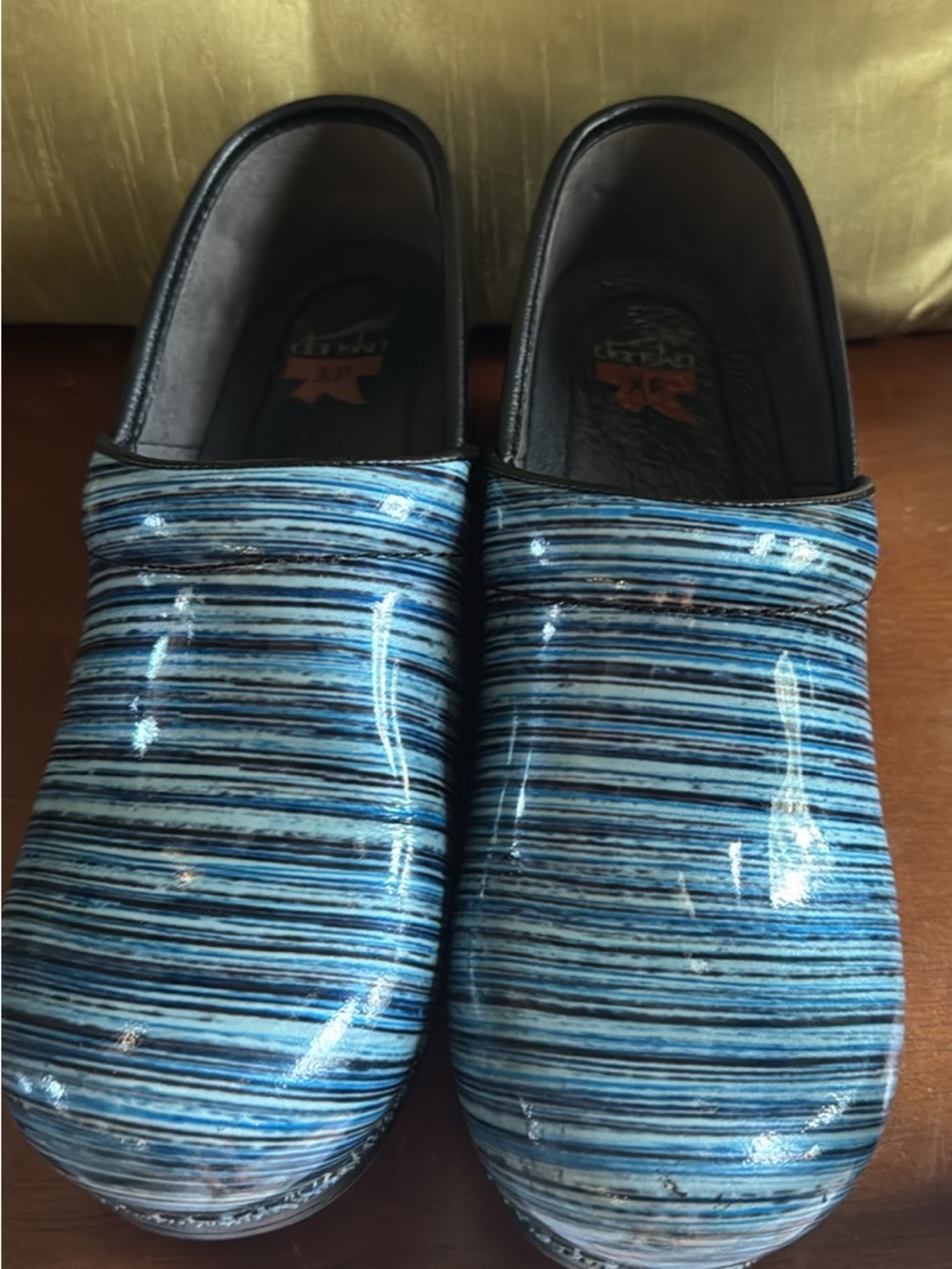 Dansko Men's Blue Multi-Striped Slip-On Clogs